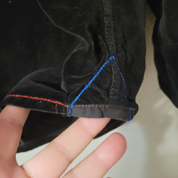 32 Bar Blues Shirt Mens Large Black Elbow Patches Velour Button Up Long Sleeve - Picture 6 of 9